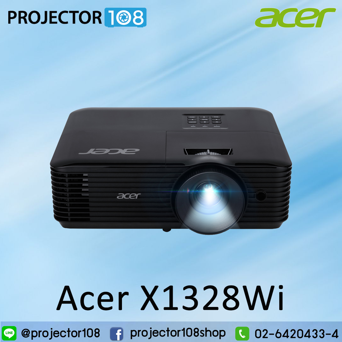 Acer X1328Wi DLP Projector : WXGA resolution at 4,500 ANSI Lumens ...