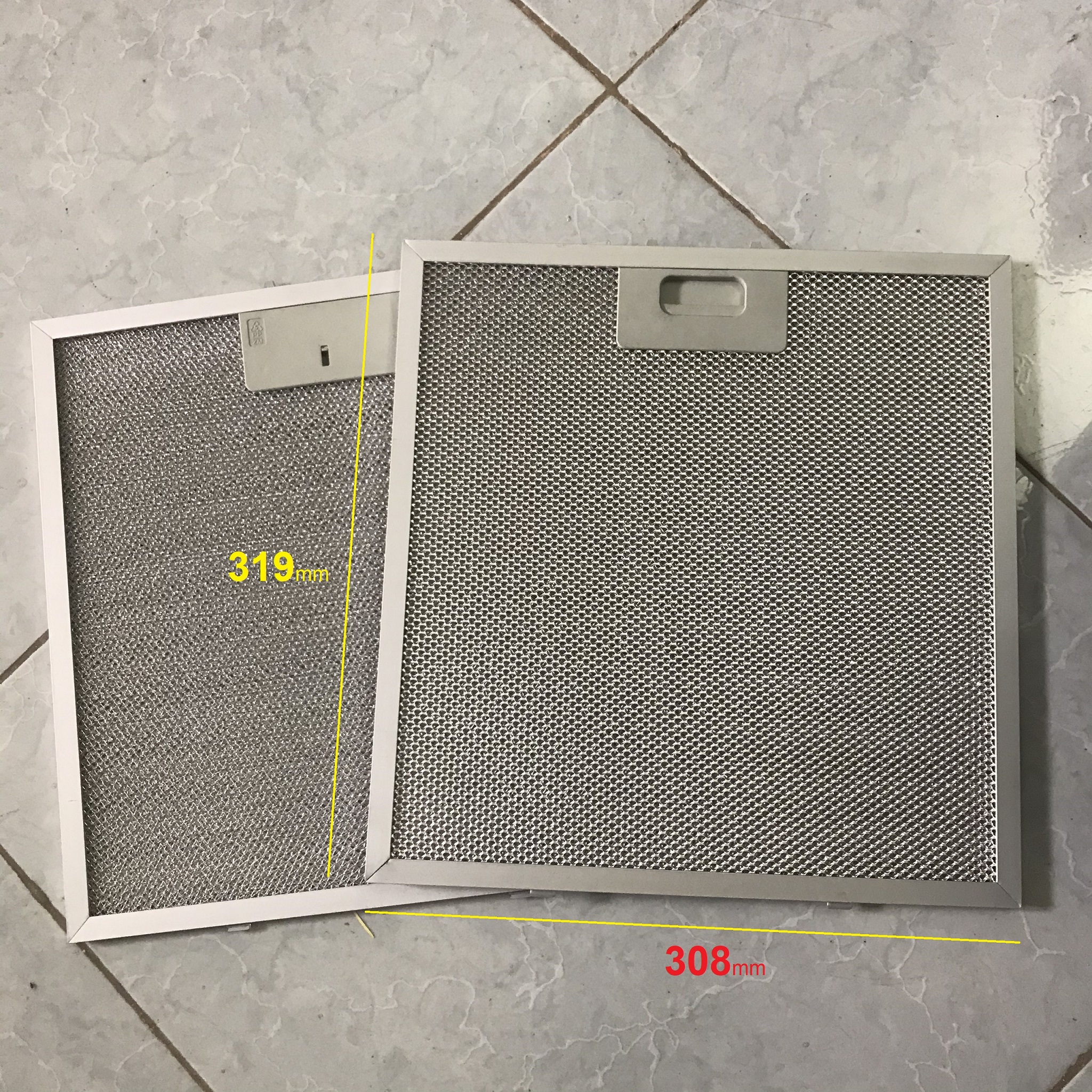 Lưới nhôm cản mỡ cho máy hút mùi kính thẳng