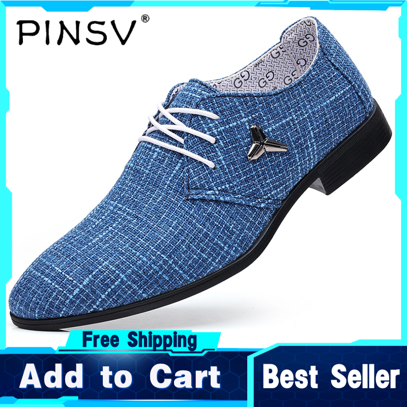 PINSV Giày Da Nam Thời Trang Giày Đế Bằng Thời Trang Thường Ngày Giày Vải thumbnail