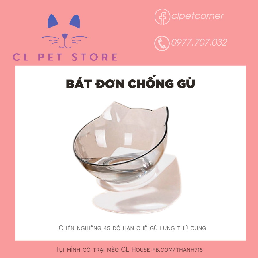 Chén ăn đôi chống gù cho chó mèo