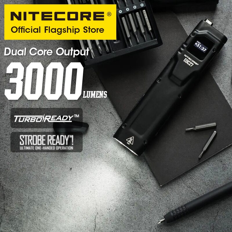 NITECORE EDC27 USB-C Rechargeable Flashlight Tactical Mini Keychain Light EDC Troch Light 3000 Lumens