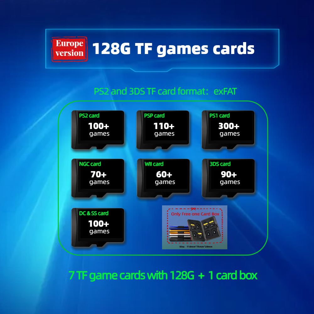 Game Card For Anbernic RG505 Memory Classic Retro TF Europe Version PS2 PSP PS1 Portable Console Handheld 128G RG405v ODIN 2. 