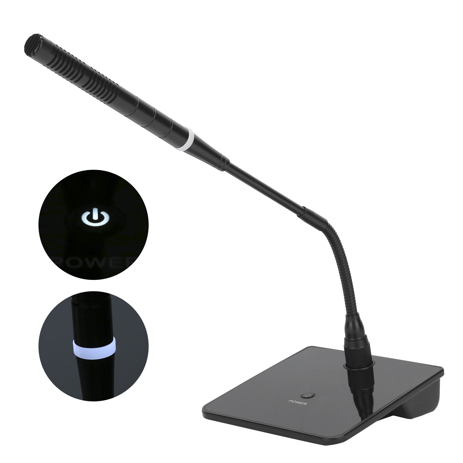 Computer USB Microphone D8 Online Class Conference Game Live Voice Mic Intelligent Noise Reduction Capacitive Gooseneck Wired Touch Microphone for School Speaching Black
