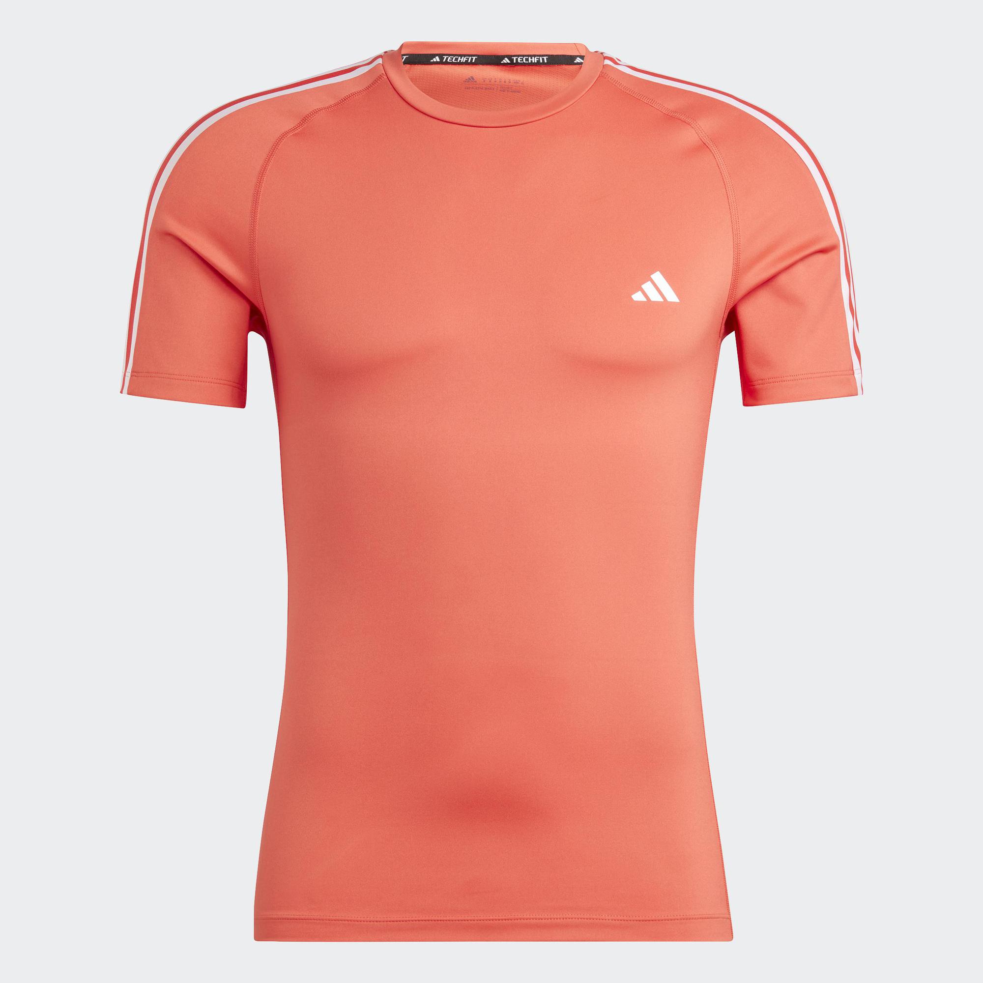 Adidas tập luyện áo thun tập luyện 3 sọc techfit nam đỏ ic2167
