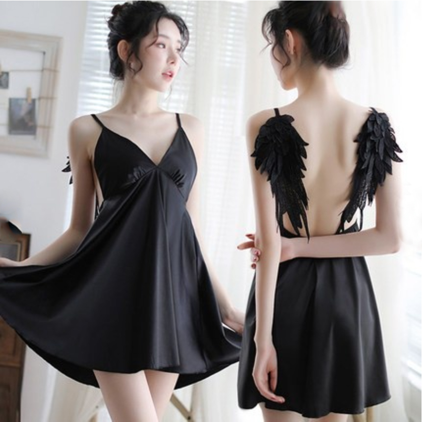 [Che tên] Váy ngủ lụa nữ 2 dây kèm đôi cánh thiên thần Back Angel