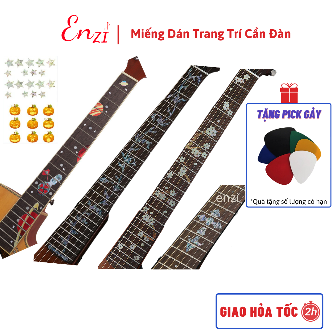 Sticker miếng dán trang trí khảm cần đàn guitar chất lượng Enzi