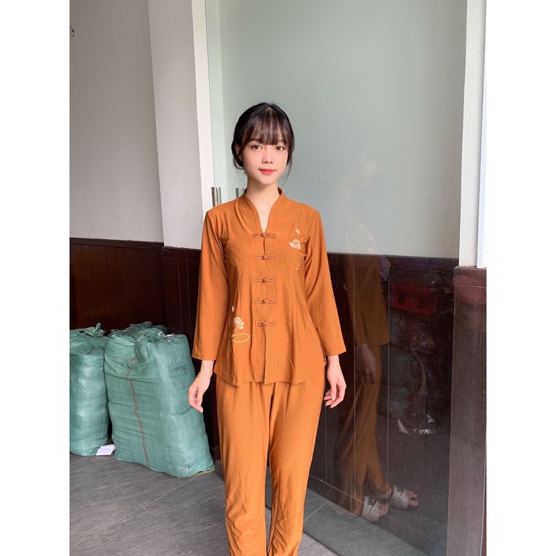 Đồ lam đi chùa# vải thun bà lai tim # đồ bộ # thun mát# trung niên