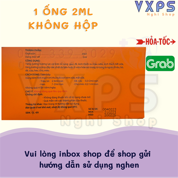[GIẢM ĐẾN 20% Ở XU] Dung Dịch Oxytocin Kích Chó Mèo Đẻ - Ống 2ml