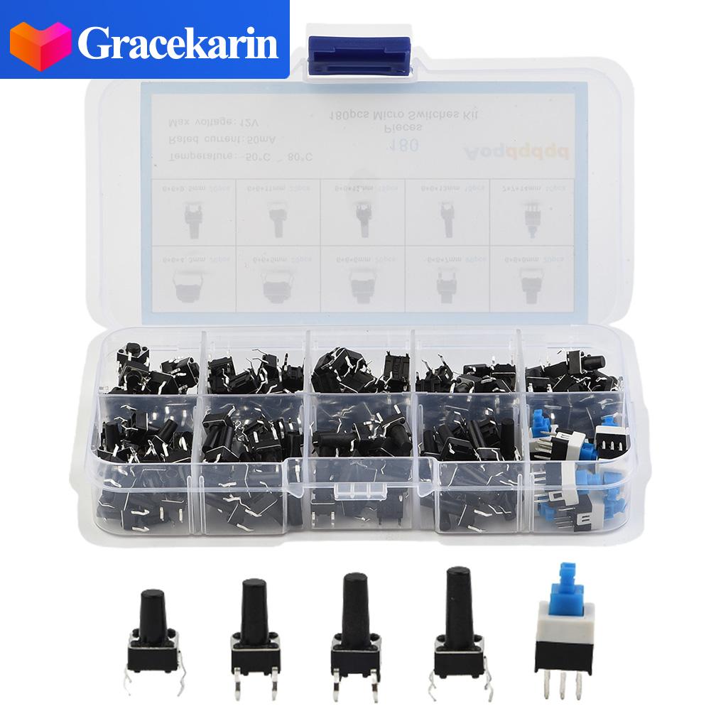 Gracekarin Momentary Tactile Push Button Switch Set Assorted Kit 4.3mm-14mm Universal New HOT SALE