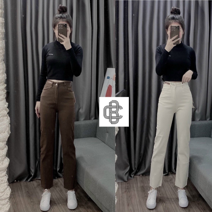 Quần Kaki Ống Đứng Co Giãn LA'COBA Phối Tag Cạp