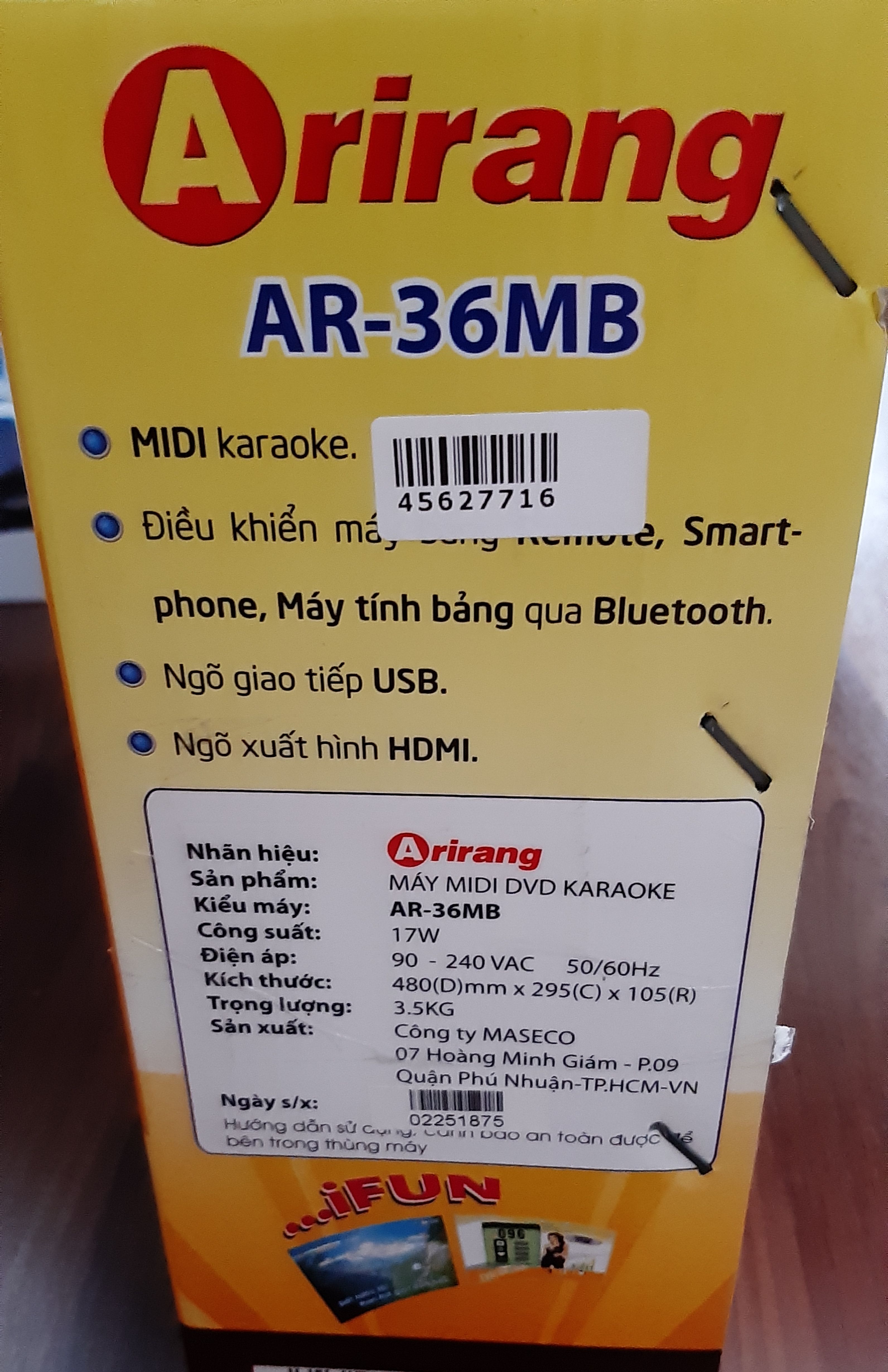 DVD Karaoke Arirang AR-36MB