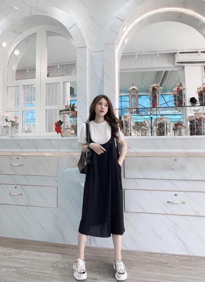váy bầu công sở yếm giá rẻ-đầm bầu đẹp thiết kế suông a