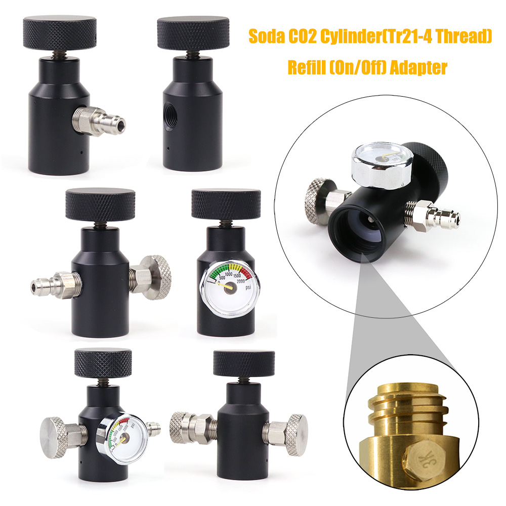 【Top-Rated Product】 Soda Water Stream Co2 Cylinder Blue Refill Adapter On/off Aadaptor With Bleed Valve Gauge Quick Plug