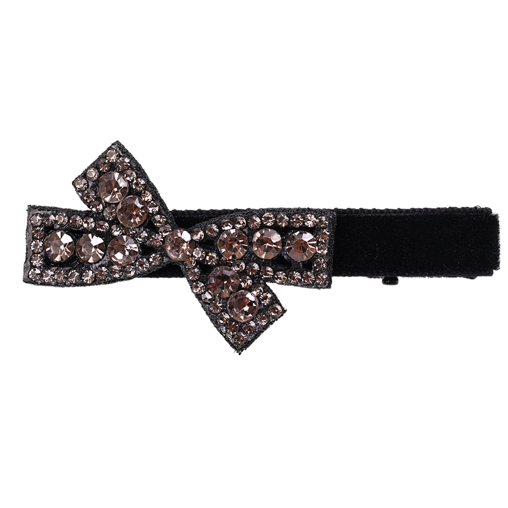 4Pcs Vintage Velvet Bow Hair Clip Fashion Gray Diamond Bangs Clip Hairpin for Women