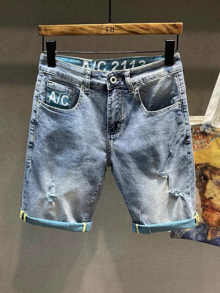 Quần short jean nam co giãn màu xanh phối rách phong cách Hàn Quốc, quần short bò nam đẹp chất jeans cao cấp thời trang Libe95 Fashions - MQ200A