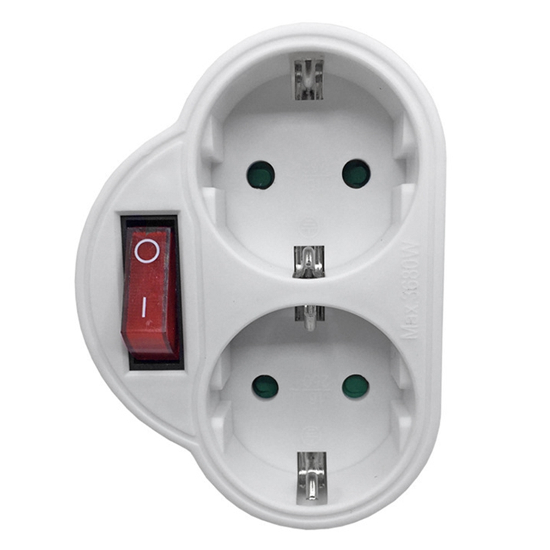1 Piece EU Standard Multiple Plug with Outlet Switch Plug Power Adapter Socket EU Plug