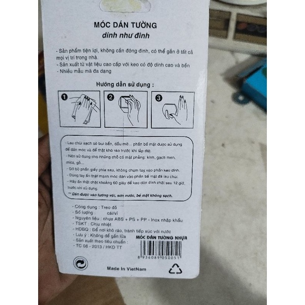 vỉ  móc dán tường inox