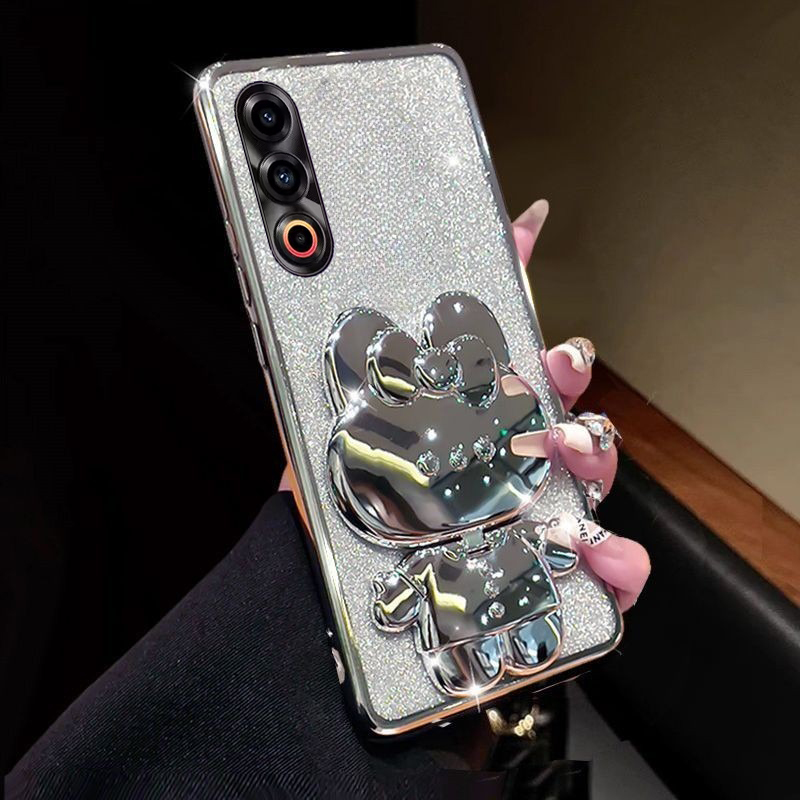Phone cover Meizu 21 Pro 21 Note 20 Pro Back case Camera Protection Semi Transparent Soft Silicone Rabbit bracket Shockproof Exquisite Glitter Powder for Meizu 20 Pro Meizu 21 Note Pro Back Cover. 