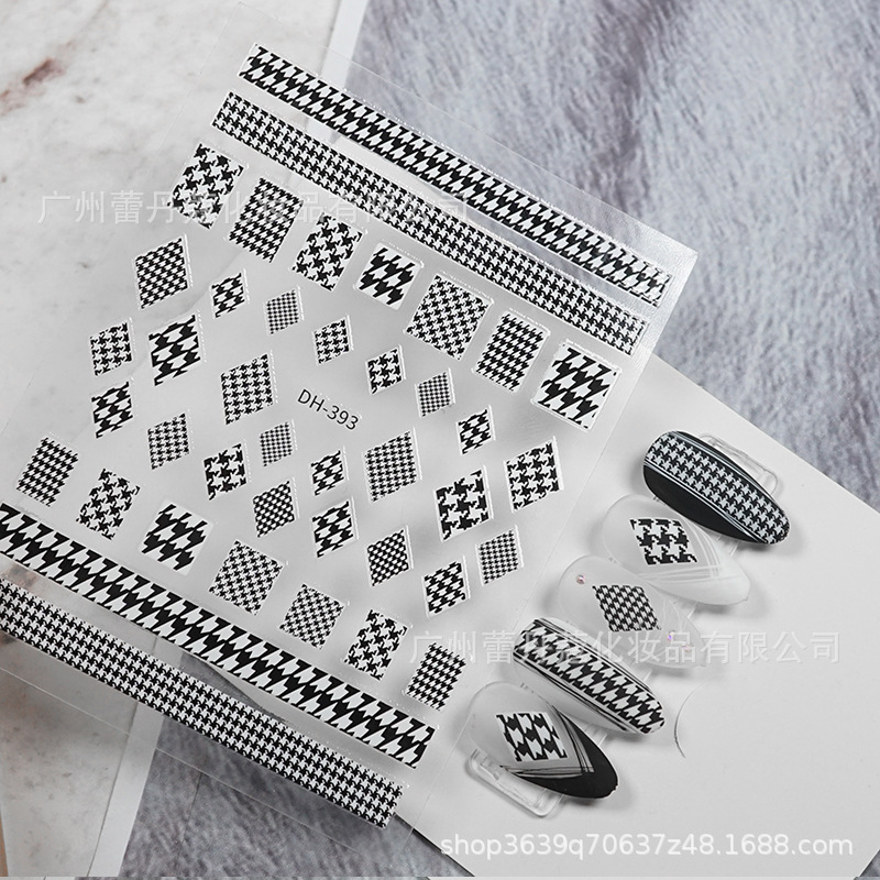 Sticker 3D Sọc Caro | Hình Dán Móng Tay