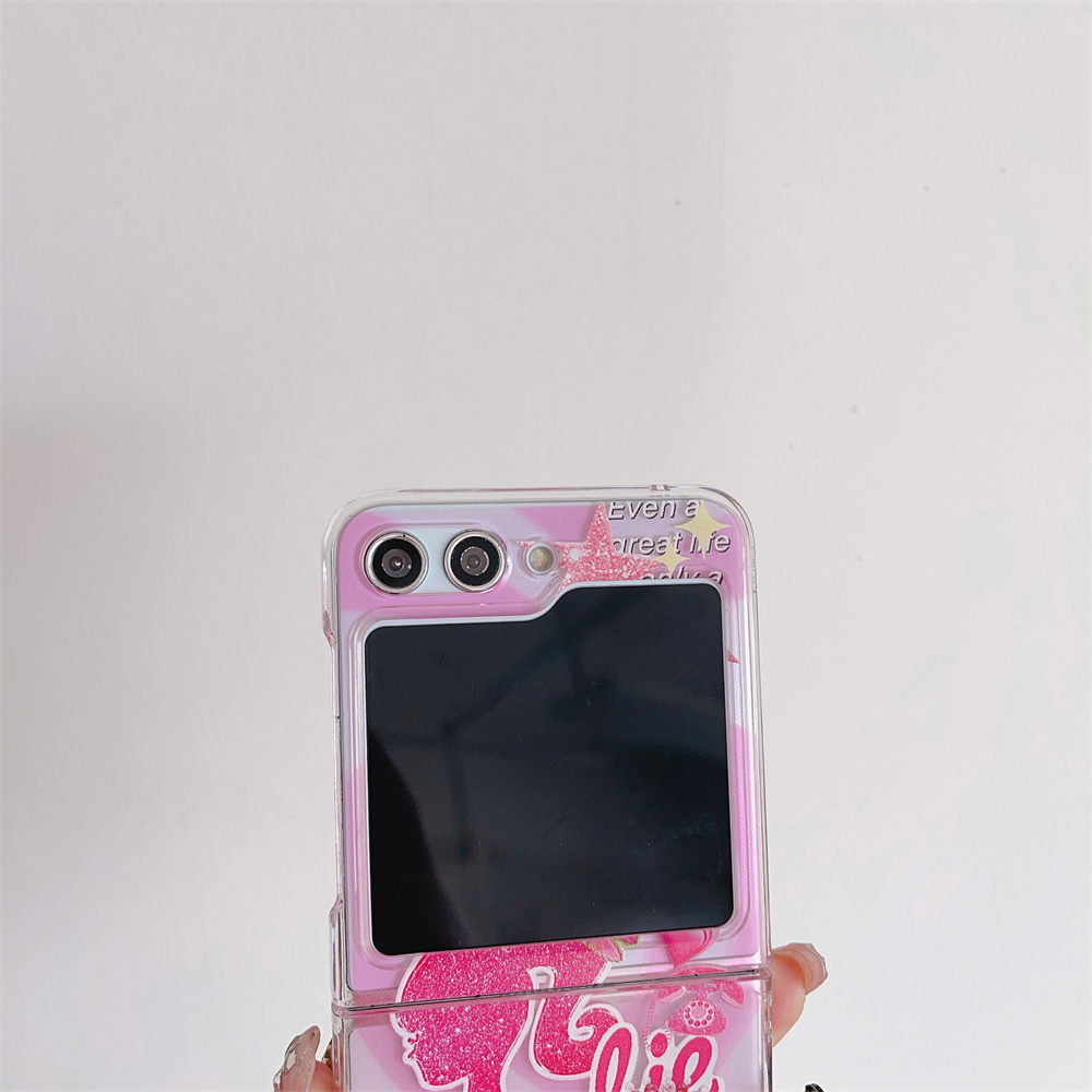 Cute Pink For Barbie Case Cover For Samsung Galaxy Z Flip 5, Abs+tpu Anti  Drop Wave Case Z Flip 5