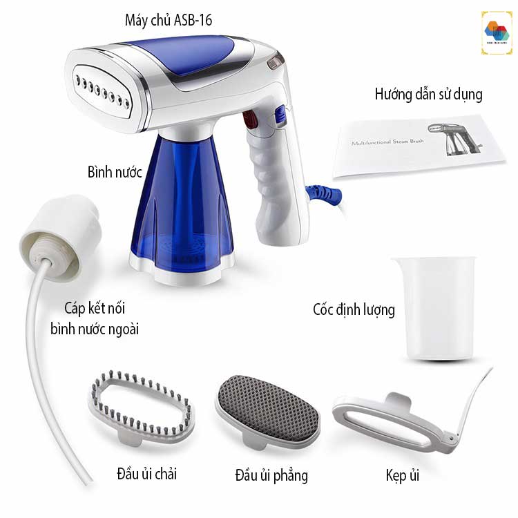 Bàn là hơi nước, máy ủi quần áo ASB-16 phiên bản đa năng 4 trong 1, ba cấp độ ủi với 1600W mạnh mẽ, gấp gọn tiện lợi sử dụng ở nhà hoặc công tác, du lịch, nạp nước ngoài tiện lợi