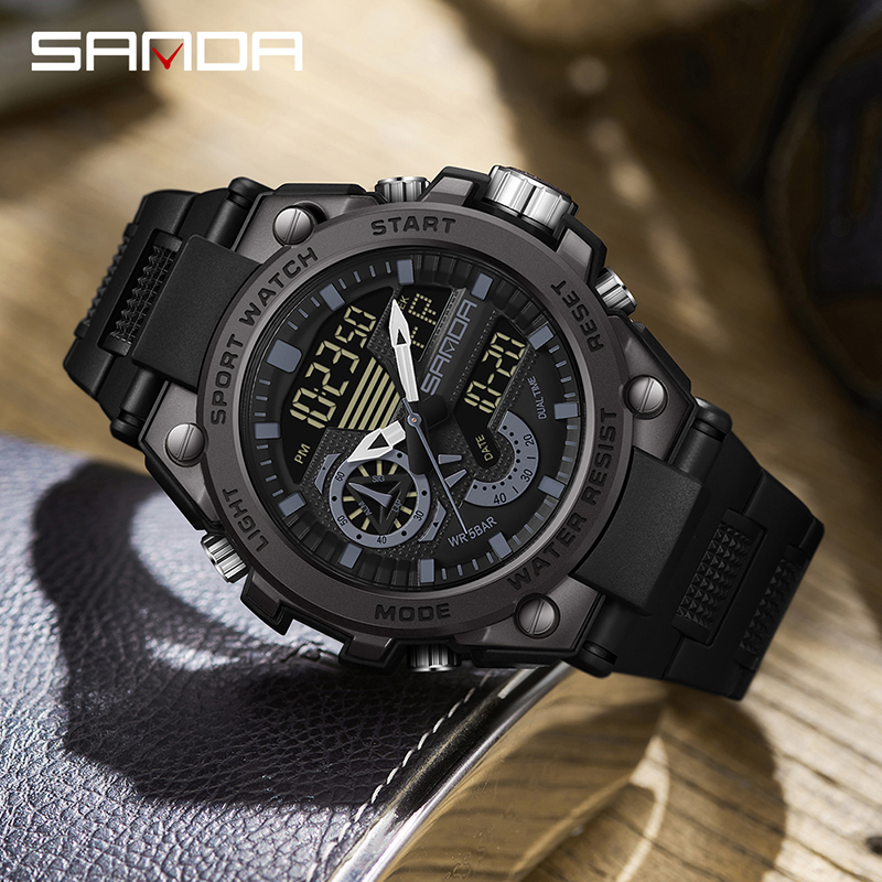 Sanda Men's Digital Fashion Waterproof Outdoor Sports Multifunctional Electronic Watch SD3302-4. 