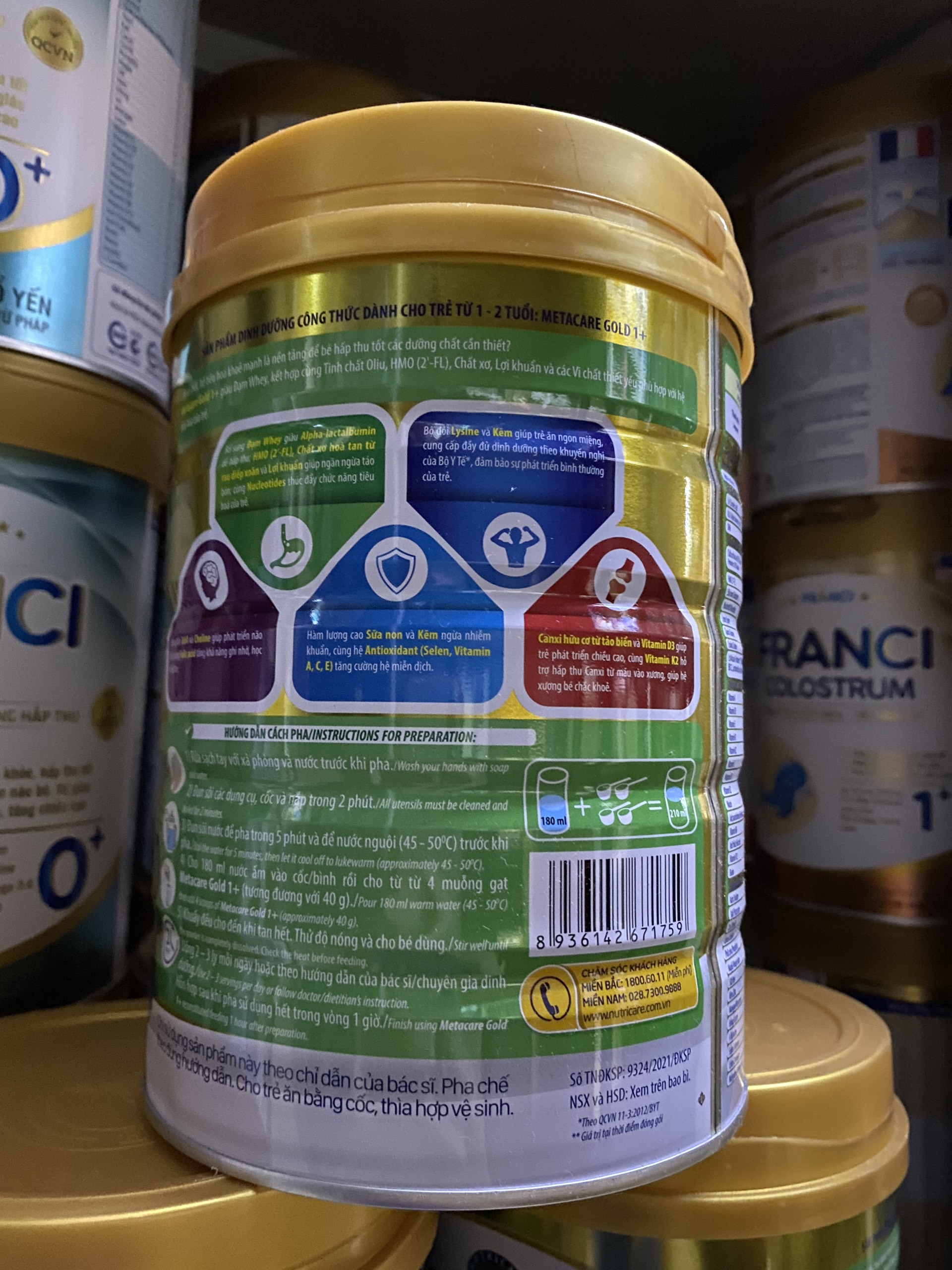 Sữa bột Metacare Gold 1+ 900g