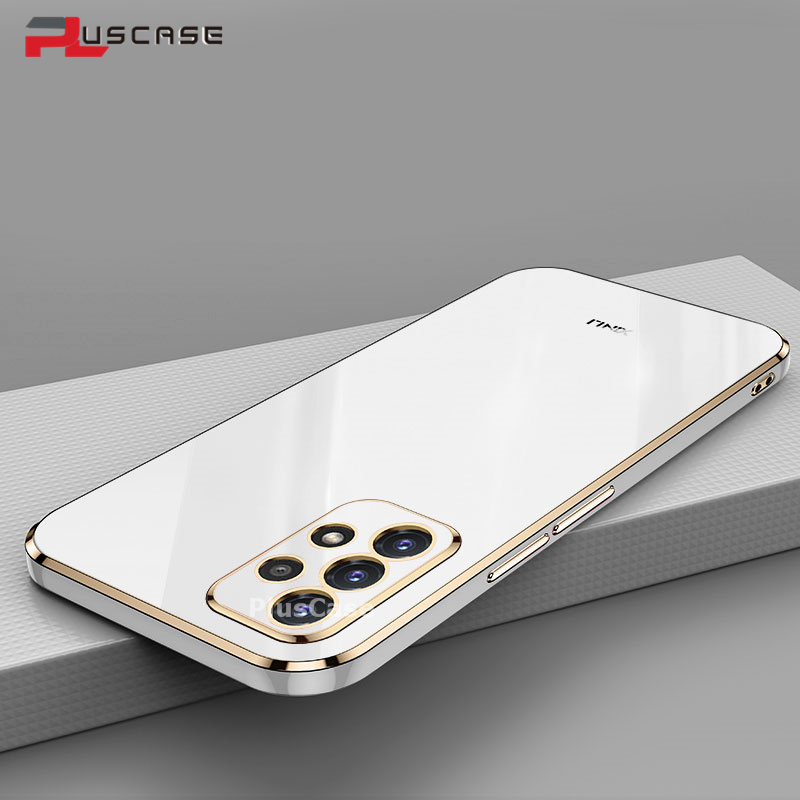 PlusCase for Samsung Galaxy A53 5G 6D Plating Soft Case Lens Protector Square Frame Silicone Glossy Shockproof Phone Back Cover