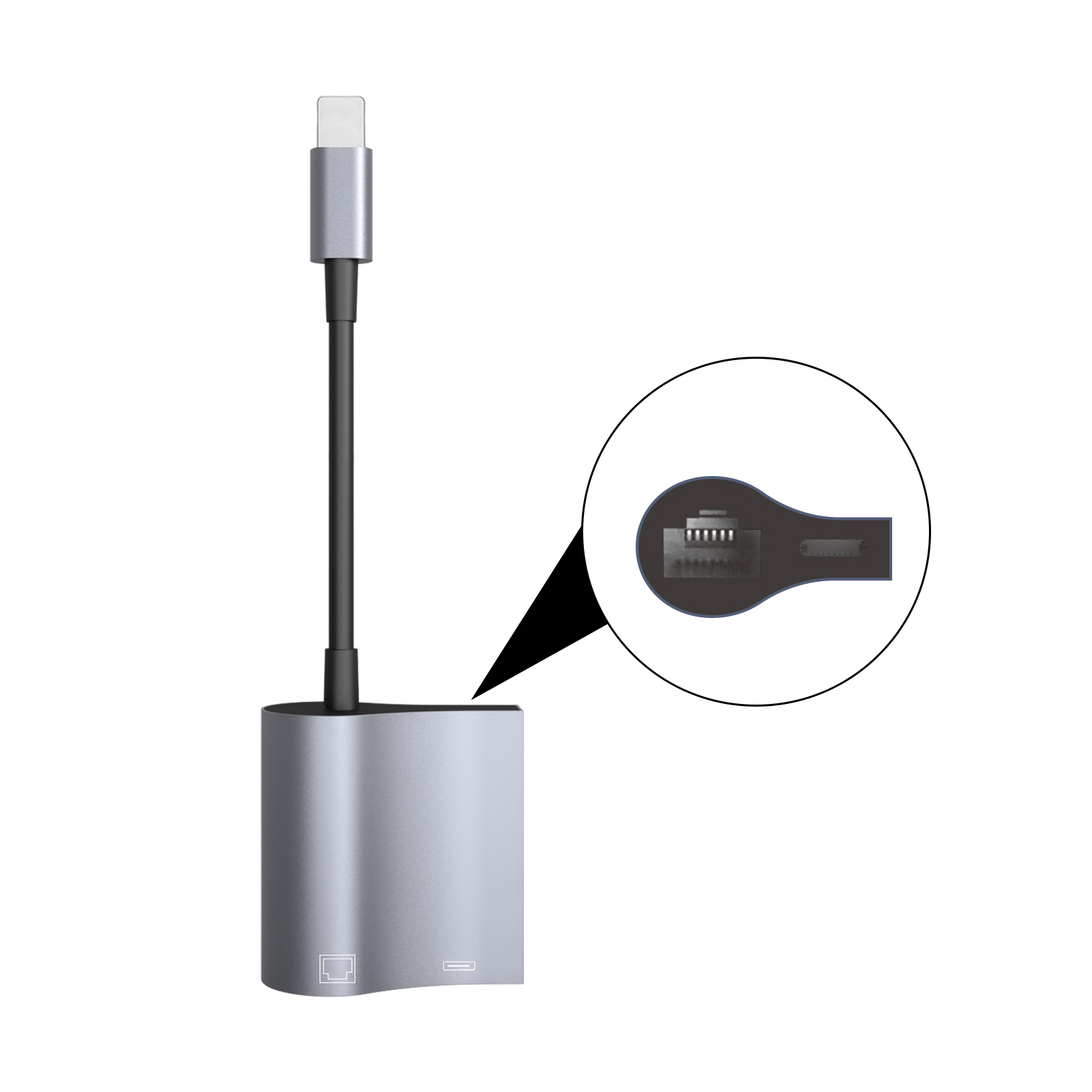 Wiki Lightning-interface to Rj45 Ethernet Adapter Wired Network Access for High-speed to Rj45 Ethernet Adapter for Ipad 2-in-1 Lan Network Converter Driver-free 10/100mbps Support Ideal