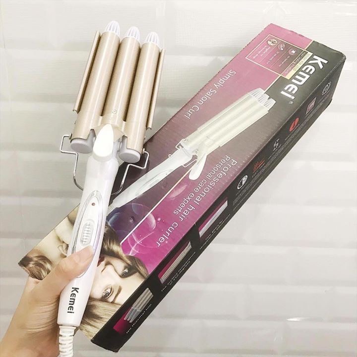 (HCM) MÁY BẤM TÓC GỢN SÓNG 3 TRỤC KEMEI 1010