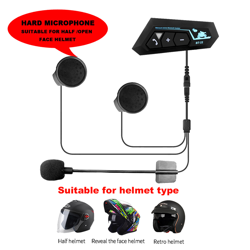 Bluetooth 5.0 Headset Motorcycle Helmet Headset Wireless Earphones with Mic Handsfree Stereo MP3 Speaker Waterproof