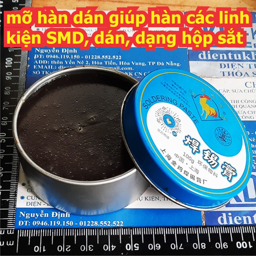 Mỡ hàn dán giúp hàn các linh kiện SMD dán con gà dạng hộp sắt kde4606