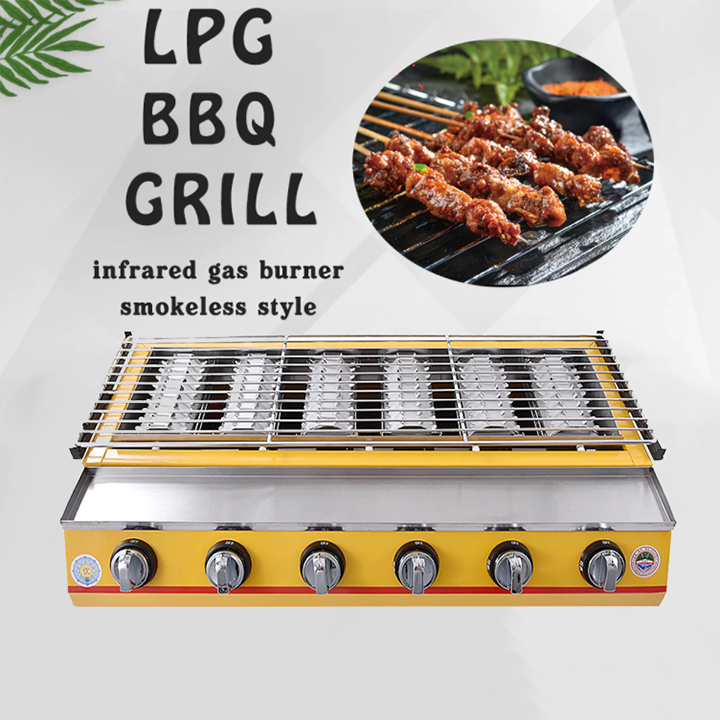 Bếp nướng gas 6 đầu đốt - bếp nướng bbq bằng ga 6 trụ et-k233
