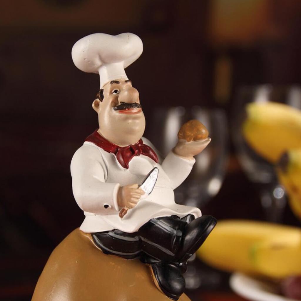 ZYLightt Creative Resin Chef Figurine Statue Model Cooking Kitchen Cafe Table Decor