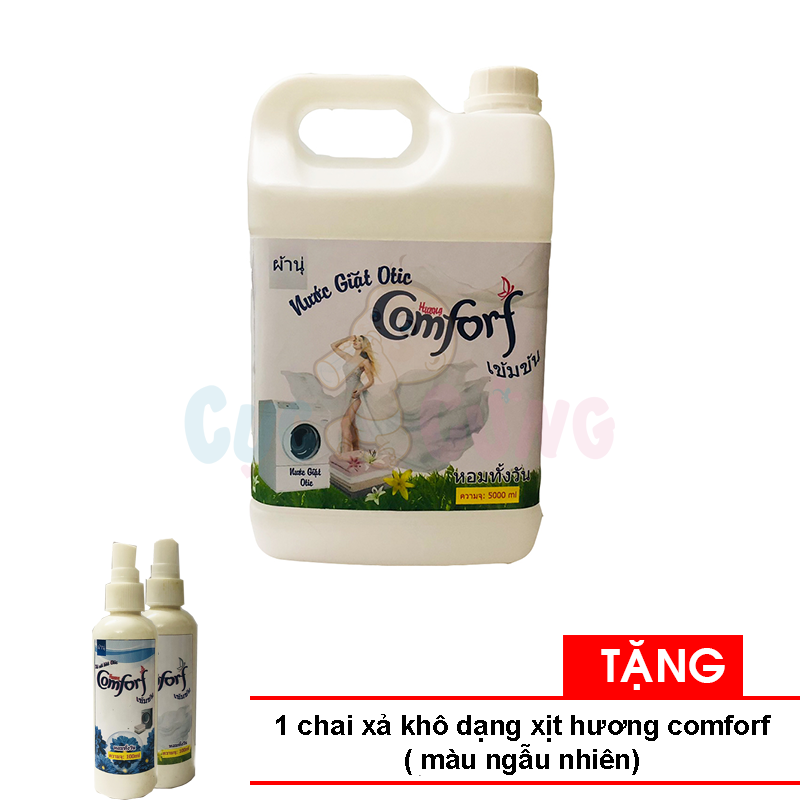 Nước giặt quần áo hương Comfort Thái Lan 5 lít (Trắng) Tặng 1 chai nước xả khô dạng xịt hương ngẫu nhiên