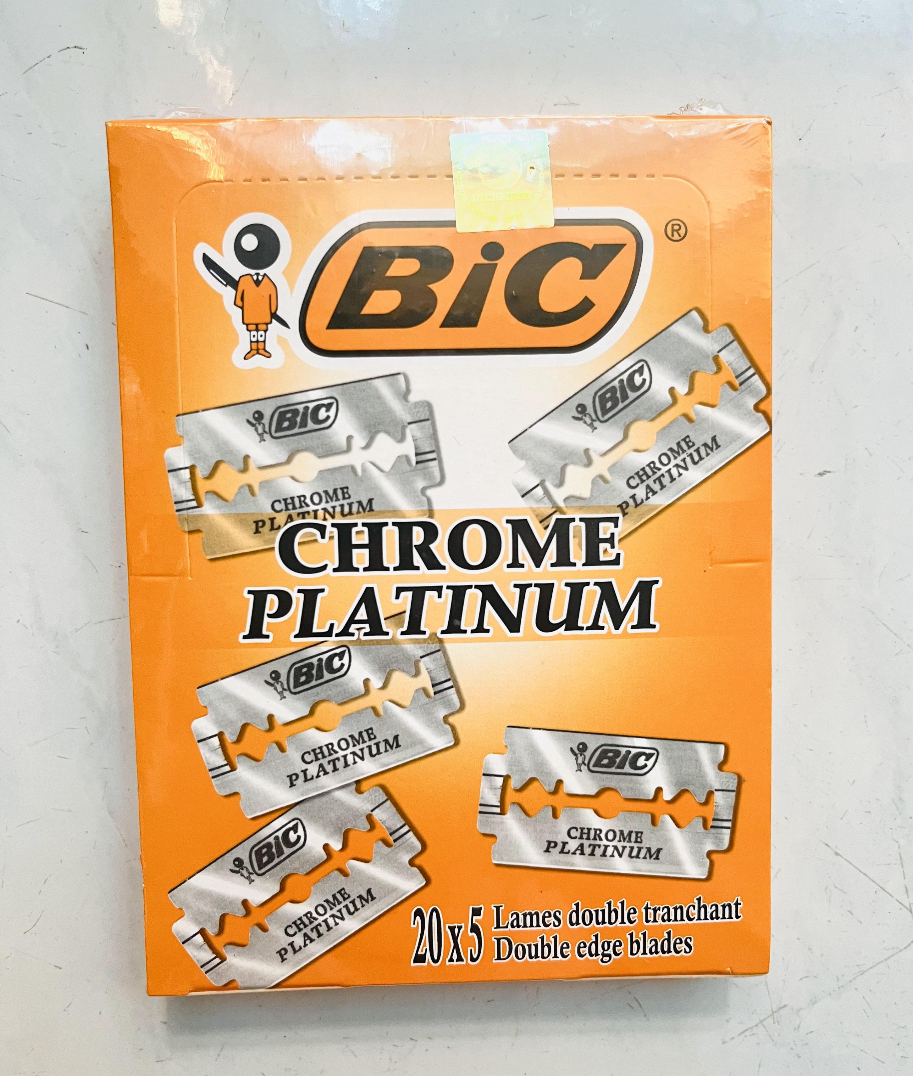 Hộp lớn lưỡi lam BIC Chrome Platinum - gồm 20 hộp nhỏ , hộp nhỏ có 5 lưỡi - Sản xuất tại Hy Lạp
