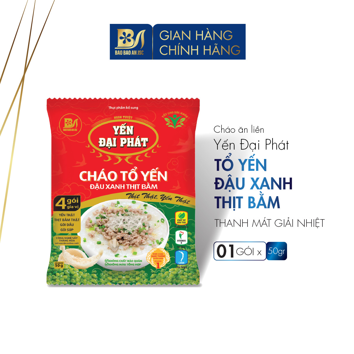 Cháo Tổ Yến Đậu Xanh Thịt Bằm  x 50gr