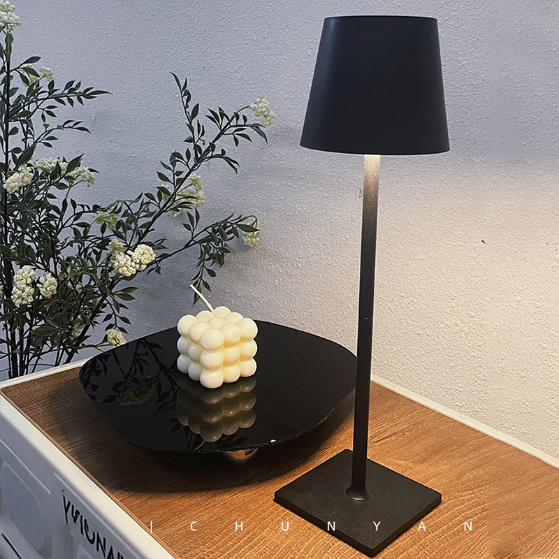 Table lamp LED Simple Modern Hardware Decoration Tall Table Lamp Bedroom Bedside Touch Switch USB Charging Night Light simple