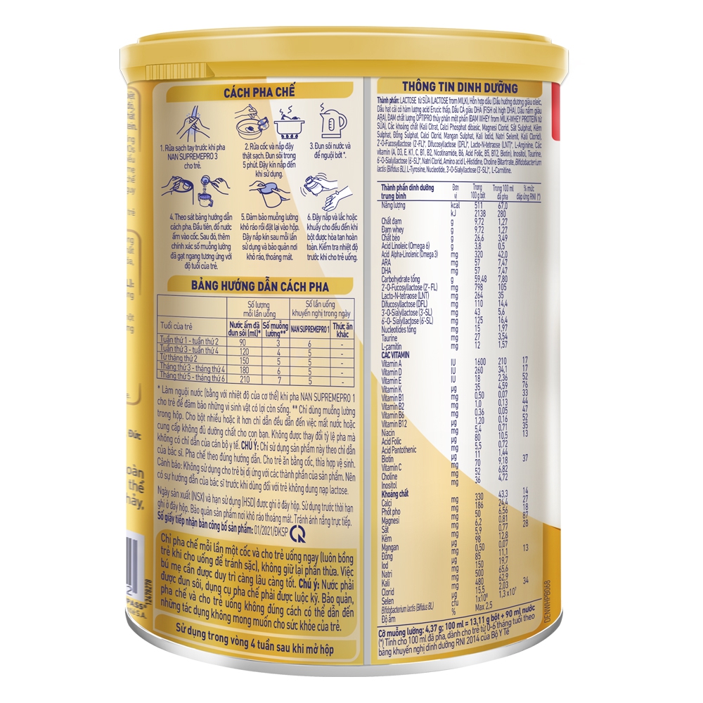 [Date 9.2024] Sữa NAN SUPREME PRO số 1 Lon 800g (0-6 tháng)
