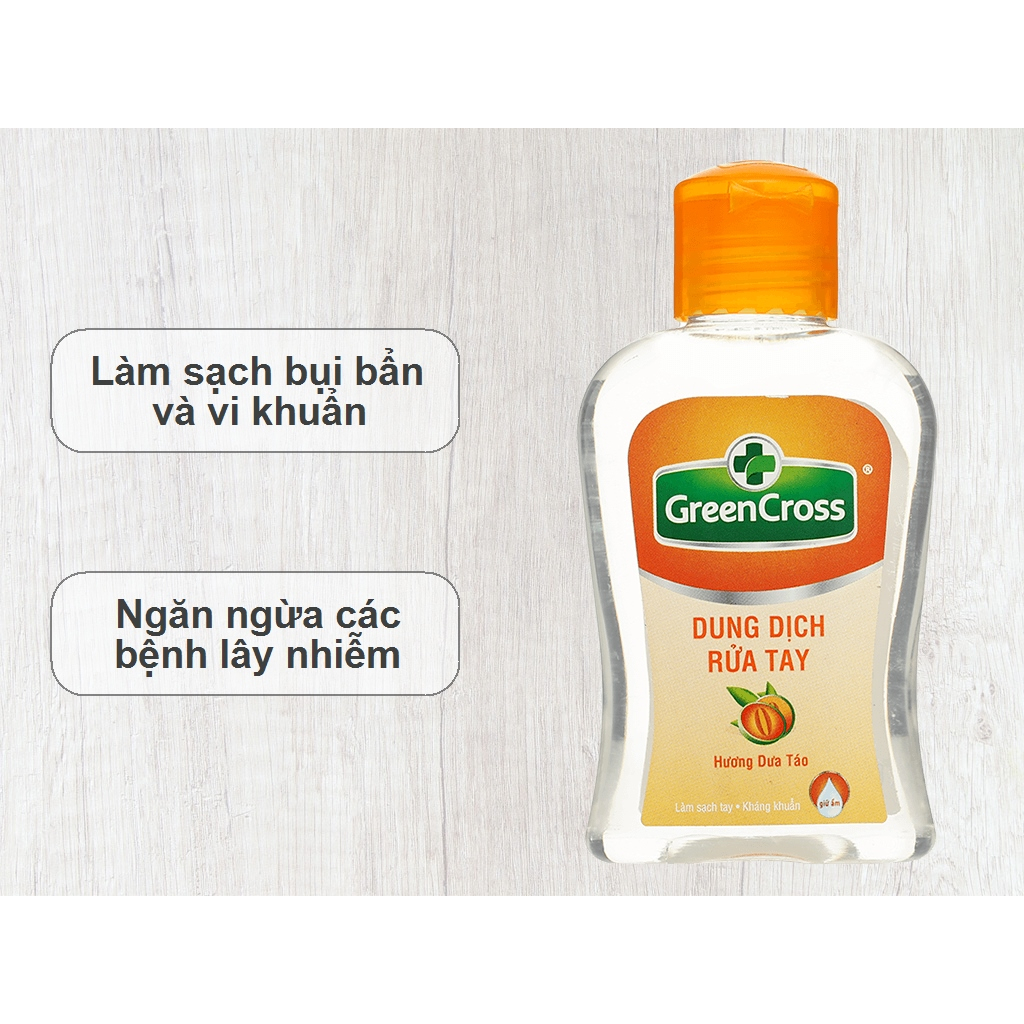 Dung dịch rửa tay diệt khuẩn GreenCross 100ml (hương Dưa Táo)