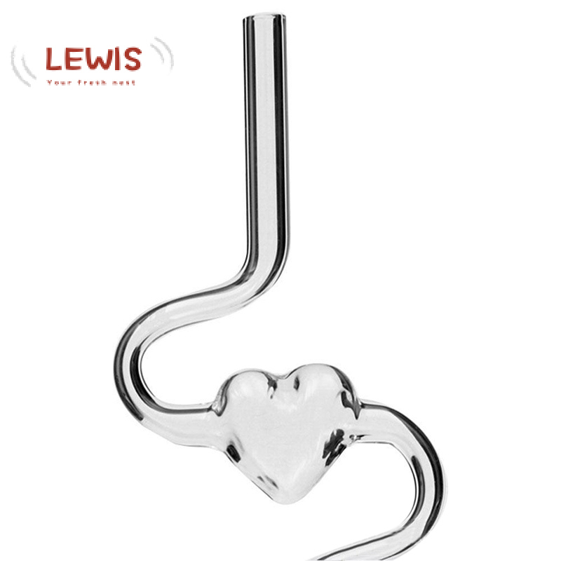 Lewis Transparent Bending Glass Straw High Temperature Resistance Drinking Tools New
