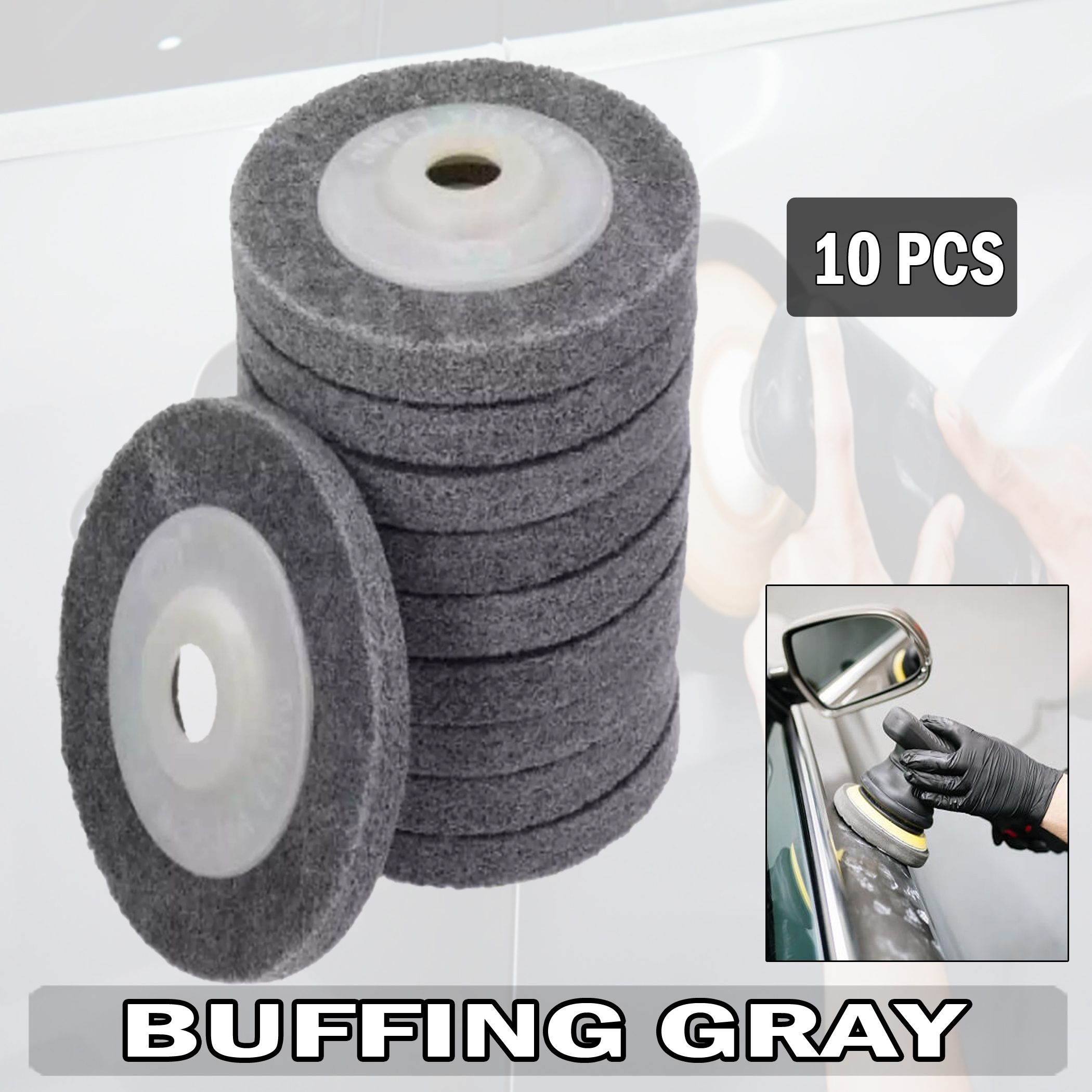 10pcs Gray Fiber Polishing Sanding Disc Metal Buffing Wheel Pad Angle