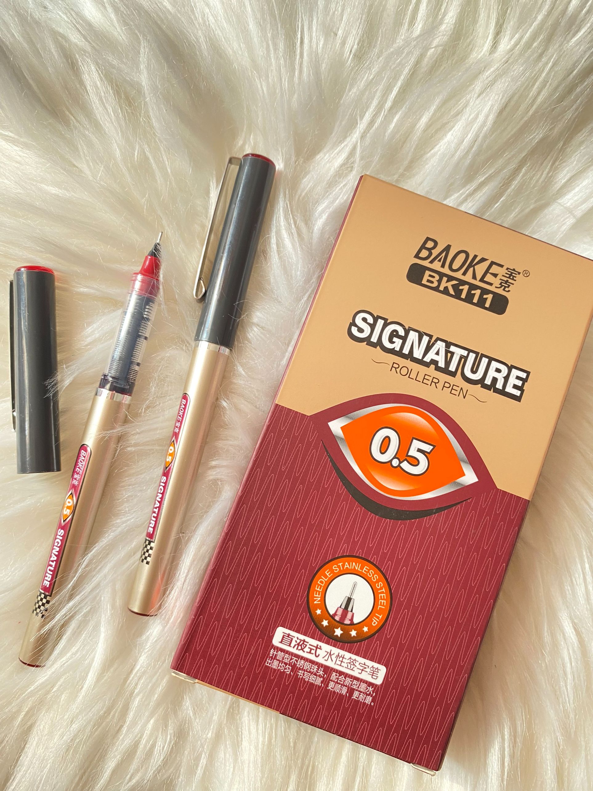 Hộp 12 cây bút lông kim 0.5mm baoke - bk111/ bút nước ký tên cao cấp/ roller pen