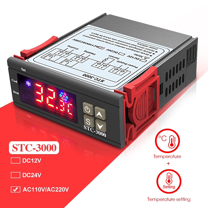 Produktbild von Keenso STC-3000 Digital-Temperaturregler 110-220V – Touchscreen Mit Sensor, Doppelte Heiz-/Kühlfunktion, -55°C Bis 120°C, 30A, Überhitzungsalarm