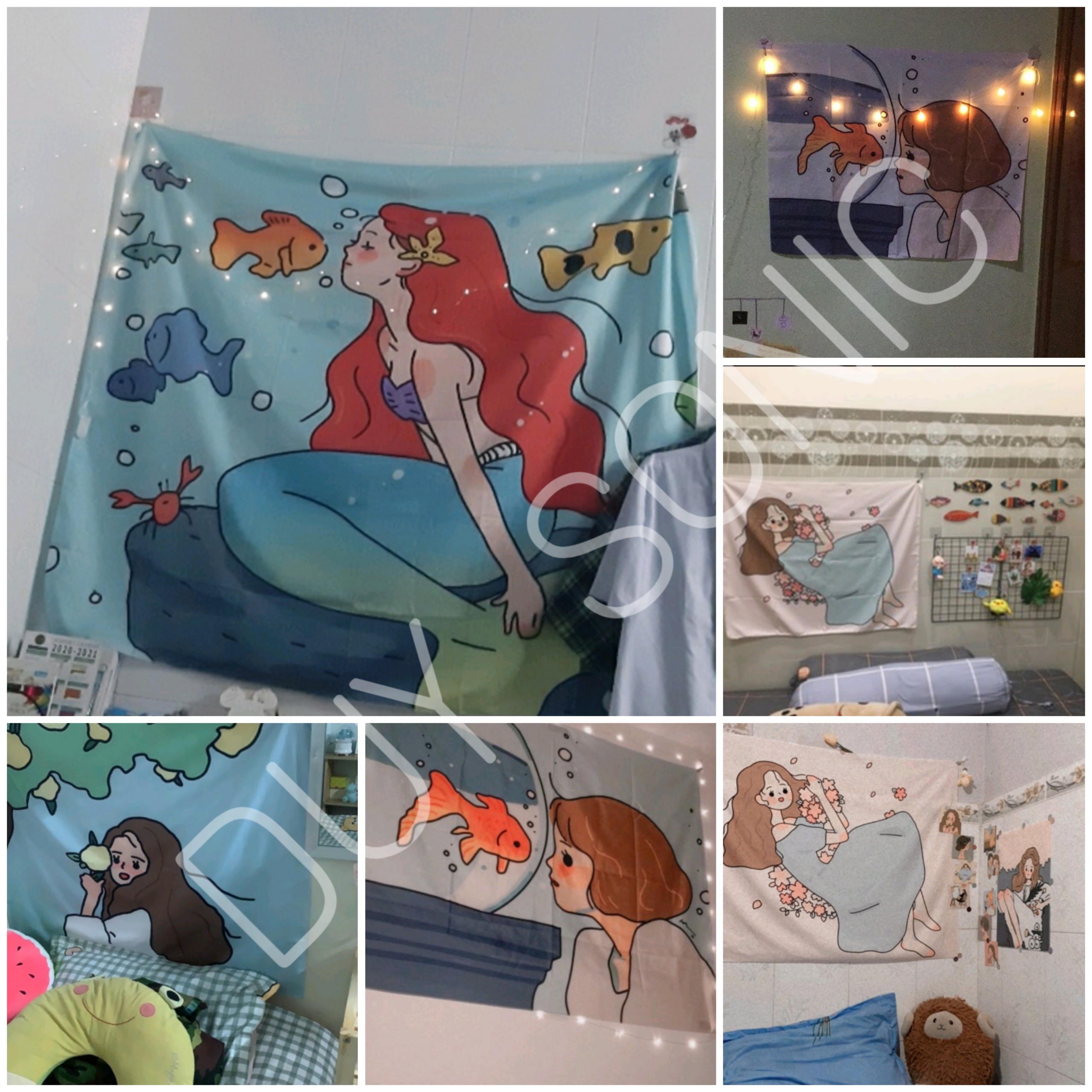 [FREE SHIP] [TẶNG KÈM DÂY ĐÈN LED 7M & PHỤ KIỆN TREO] Tấm Thảm Treo Tường (Họa Tiết Anime 100x75cm) Trang Trí Decor Nội Thất
