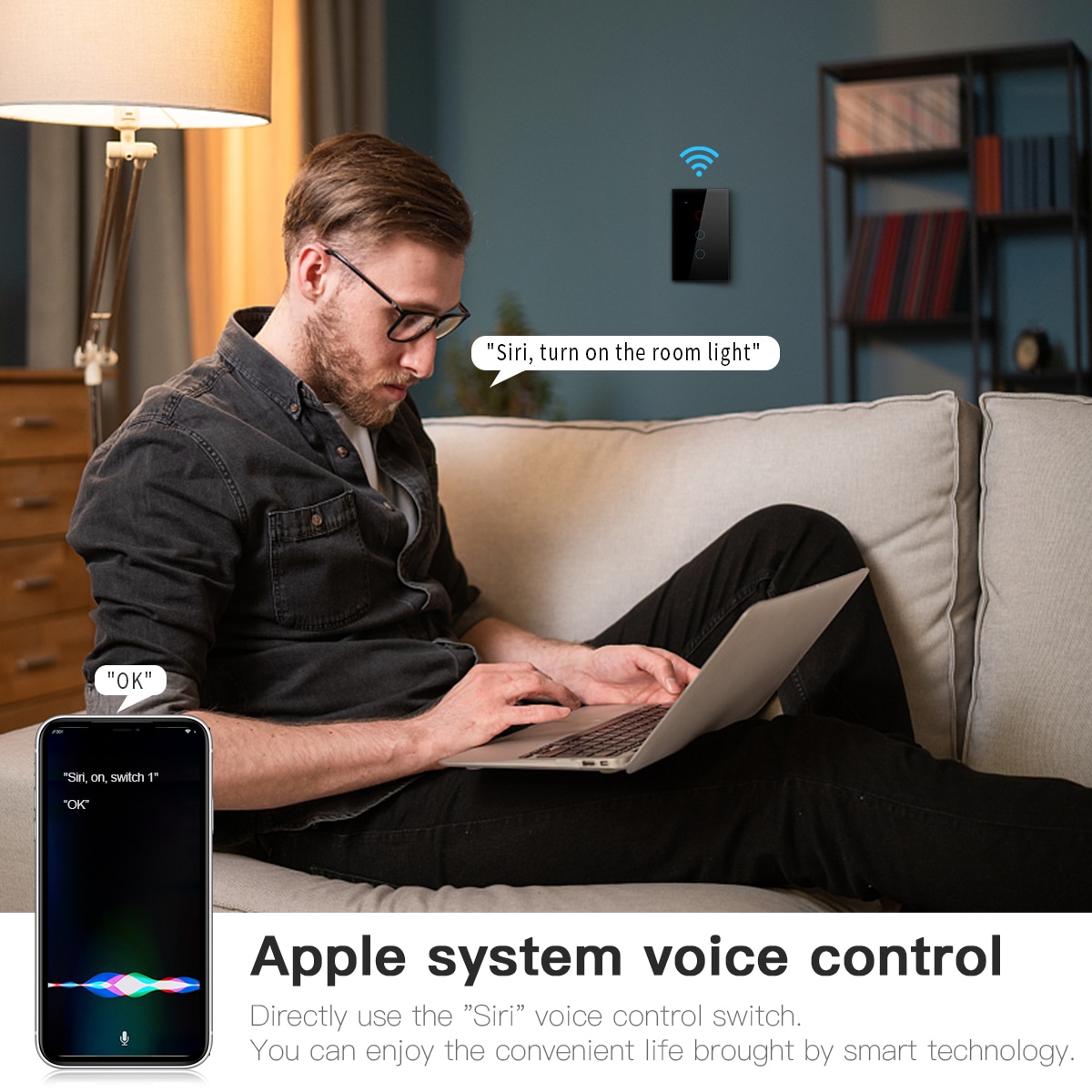 Smart MFI Certified Wall Switches Apple Homekit LED Light Switch Wifi Touch Sensor Home Siri Control Smart Home