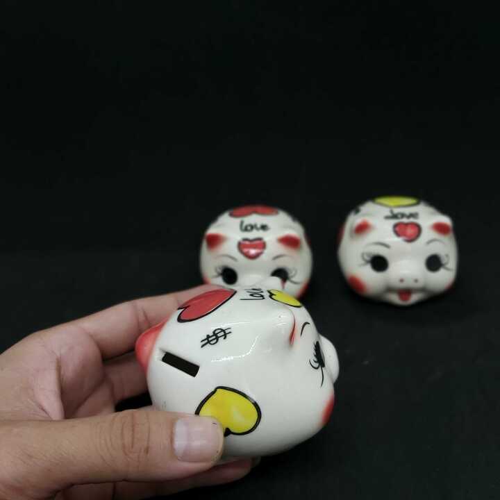 Lợn Đất Mini gốm men sứ Bát Tràng size mini màu trắng sữa - Heo Đất Mini - Ống Heo Mini