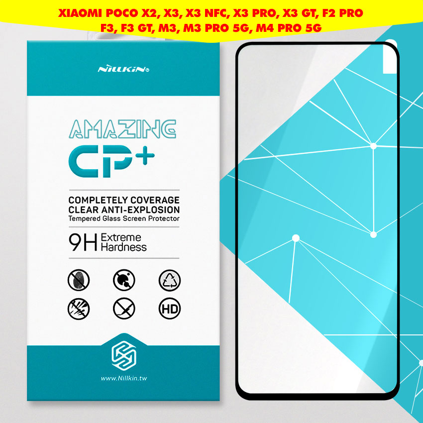 Kính cường lực cho xiaomi poco x2, poco x3, poco x3 nfc, poco x3 pro, poco x3 gt, poco f2 pro, poco f3, poco f3 gt, poco m3, poco m3 pro 5g, poco m4 pro 5g full màn hình hiệu nillkin combo 2022