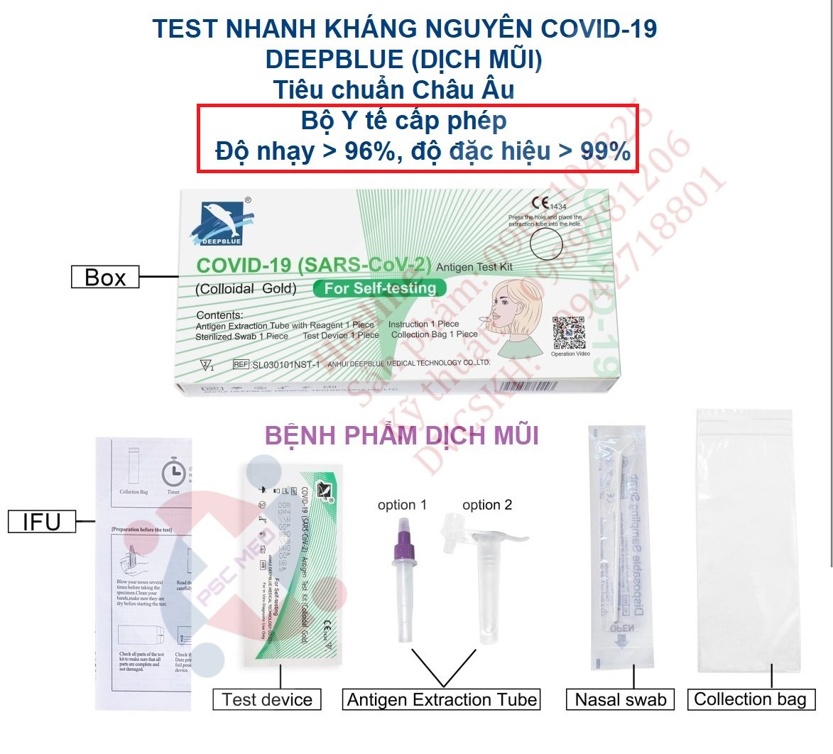 Test nhanh Covid -19 ANHUI DEEPBLUE - Bệnh phẩm dịch mũi ngoáy nông thumbnail