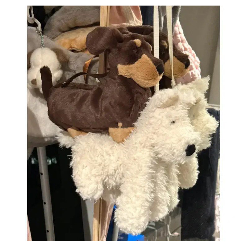 C&K Women's Bag New Plush Doll Dachshund West Highland Puppy Doll Crossbody Bag Shoulder Bag Doll Bag